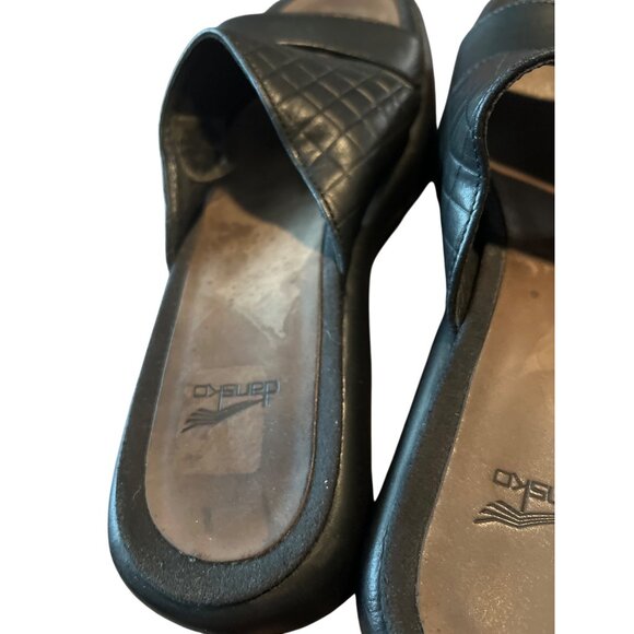 DANSKO Quilted Double Strap Leather Slip On Comfort Slide Wedge Sandal 8.5-9 - Picture 4 of 9